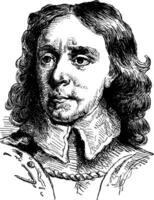 oliver cromwell, illustration vintage vecteur