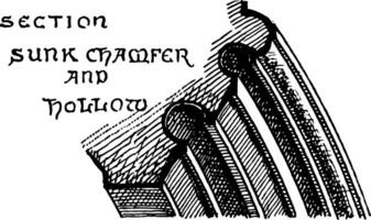 gothique architecture cambre moulage coulé chanfreiner, quatorzième siècle, ancien gravure. vecteur