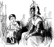 enfant et personnes âgées femme, ancien illustration vecteur