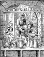 atelier de potier étain seizième siècle, ancien gravure. vecteur