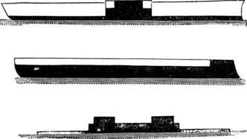 hm invincible, hm Seigneur Clyde, et hm cerbère, ancien gravé illustration vecteur