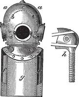 fourni en surface plongée équipement, ancien gravure vecteur