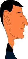 caricature de homme avec gros oreille vecteur illustration sur blanc Contexte.