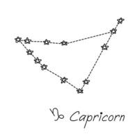 signe du zodiaque capricorne dessiné à la main symbole ésotérique doodle élément clipart astrologie pour la conception vecteur