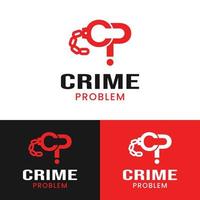 lettre initiale cp pour problème de criminalité dans le modèle de conception de logo de couleur rouge vecteur