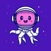 mignonne poulpe astronaute dessin animé vecteur icône illustration. animal La technologie icône concept isolé prime vecteur. plat dessin animé style
