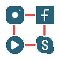 social réseaux glyphe deux Couleur icône conception vecteur