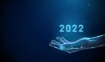abstrait donnant la main avec le numéro 2022. vecteur