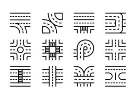route et Autoroute Icônes ligne ensemble éléments vecteur