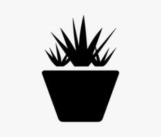 une noir et blanc illustration de une plante dans une pot vecteur