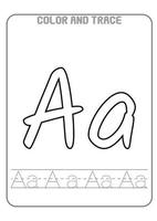 alphabet imprimable lettres préscolaires activité de coloriage et de traçage apprentissage précoce vecteur