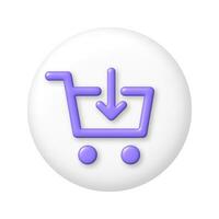 violet achats Chariot icône sur blanc rond boutons. 3d vecteur illustration.