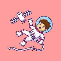 mignonne astronaute flottant dessin animé vecteur Icônes illustration. plat dessin animé concept. adapté pour tout Créatif projet.