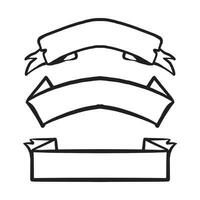 ruban bannière ensemble illustration, main dessiné, noir et blanc vecteur