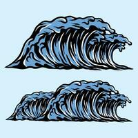 mer vagues ensemble vecteur illustration