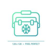 2d pixel parfait pente la glace boîte icône, isolé vecteur, vert randonnée équipement mince ligne illustration. vecteur