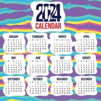 vecteur calendrier 2024 avec arc en ciel abstrait Contexte