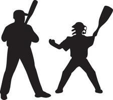 base-ball Battre receveur et arbitre silhouette icône. vecteur illustration