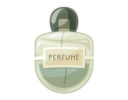 verre élégant bouteille de parfumé parfum. vecteur isolé dessin animé vert eau de parfum.