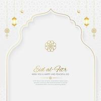eid Al fitr islamique luxe social médias Contexte avec arabe style lanternes et ornements vecteur