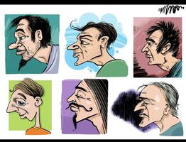 gens caricatures ou portraits profils dessin animé des illustrations ensemble vecteur