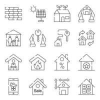 pack d'icônes linéaires de propriété et de bâtiments vecteur