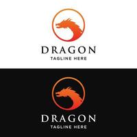 logo conception de Feu dragon tête et ailes isolé Contexte. vecteur