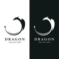 logo conception de Feu dragon tête et ailes isolé Contexte. vecteur