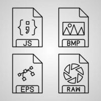 jeu d'icônes simple d'icônes de ligne liées au format de fichier vecteur