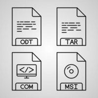 collection de symboles de format de fichier sur fond blanc icônes de contour de format de fichier vecteur