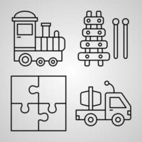 ensemble simple d'icônes de ligne vectorielle de magasin de jouets vecteur