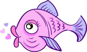 une de couleur rose l'amour poisson avec cœur forme bulles plus de blanc Contexte vecteur ou Couleur illustration