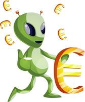 extraterrestre avec euro signe, illustration, vecteur sur blanc Contexte.