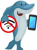 requin sans signal wifi, illustration, vecteur sur fond blanc.