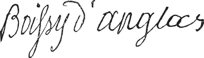 Signature de François Antoine de boisé d'anglas 1756-1826, ancien gravure. vecteur