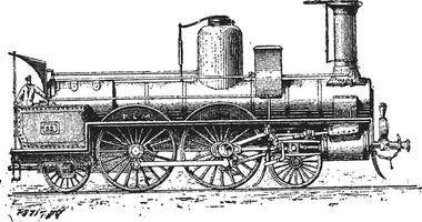 haute vitesse locomotive, ancien gravure vecteur