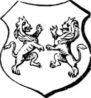 lionceaux combattant est une français mot pour lutte, ancien gravure. vecteur