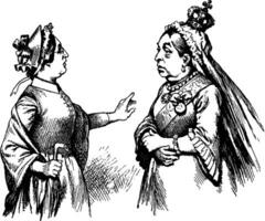 deux femmes en parlant, ancien illustration vecteur