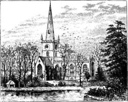 stratford sur Avon église, ancien illustration. vecteur