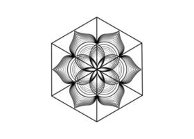 graine de vie symbole géométrie sacrée. icône du logo mandala mystique géométrique de l'alchimie ésotérique fleur de vie. vecteur lignes noires, yantra, chakra ou lotus amulette méditative divine isolée sur blanc