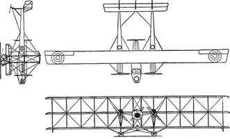 caproni type c une 4 triplan dans 1915, ancien illustration. vecteur