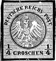 Allemagne un et Quatrième groschen timbre dans 1871, ancien illustration. vecteur