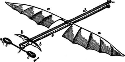 avion modèle avec automatique gouvernail, ancien illustration. vecteur