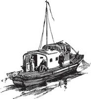 maison bateau, ancien illustration. vecteur