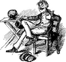 homme et chaise, ancien illustration vecteur