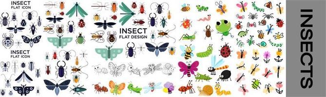 ensemble de personnage de dessin animé d'insecte vecteur