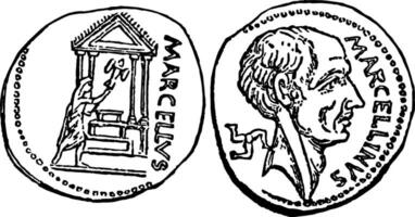 marcellus pièces de monnaie ancien illustration. vecteur