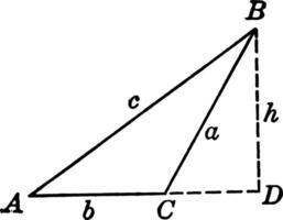 obtus Triangle abc avec la taille h ancien illustration. vecteur