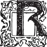 r, fleuri initial, ancien illustration vecteur