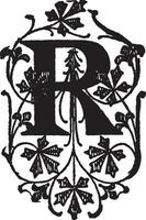 r, floral initial, ancien illustration vecteur